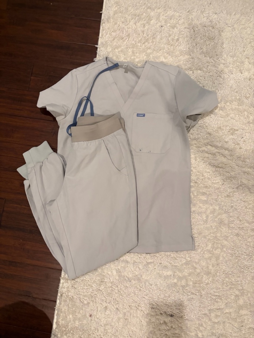 Slate Medical Scrub Set with Blue Trim